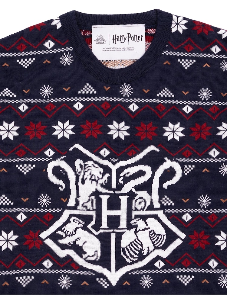 Vanilla Underground Blue Harry Potter Mens Licensed Adult Knitted Christmas Jumper - Image 2 of 4