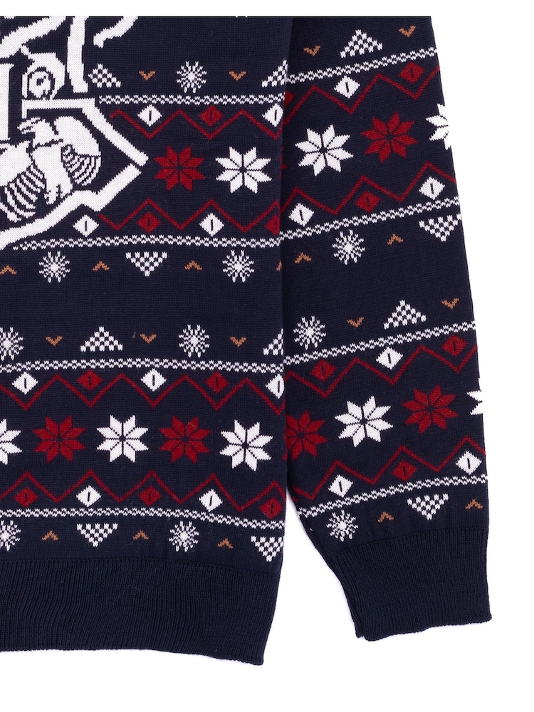 Vanilla Underground Blue Harry Potter Mens Licensed Adult Knitted Christmas Jumper - Image 3 of 4