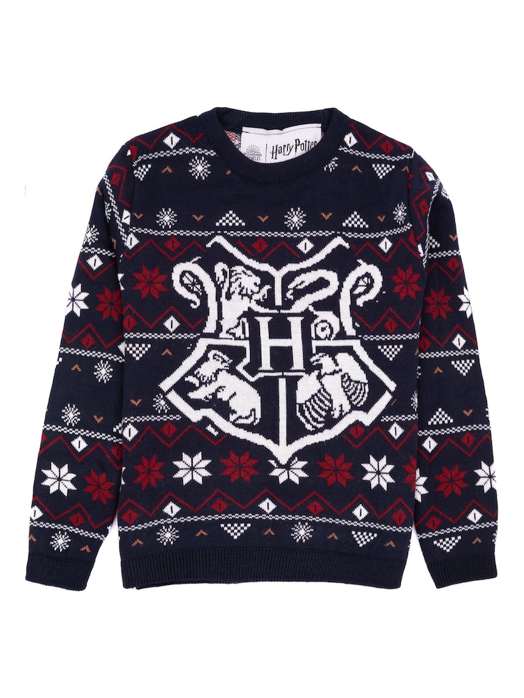 Vanilla Underground Blue Harry Potter Kids Christmas Jumper - Image 1 of 5 Vanilla Underground Blue Harry Potter Kids Christmas Jumper - Image 1 of 5