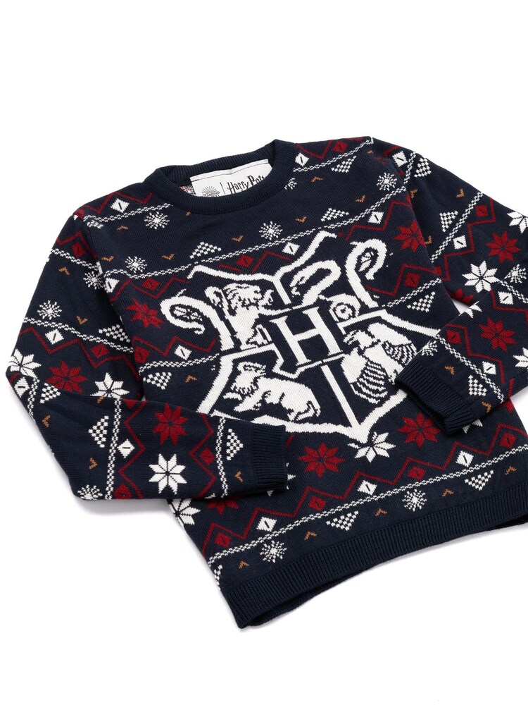 Vanilla Underground Blue Harry Potter Kids Christmas Jumper - Image 2 of 5 Vanilla Underground Blue Harry Potter Kids Christmas Jumper - Image 2 of 5