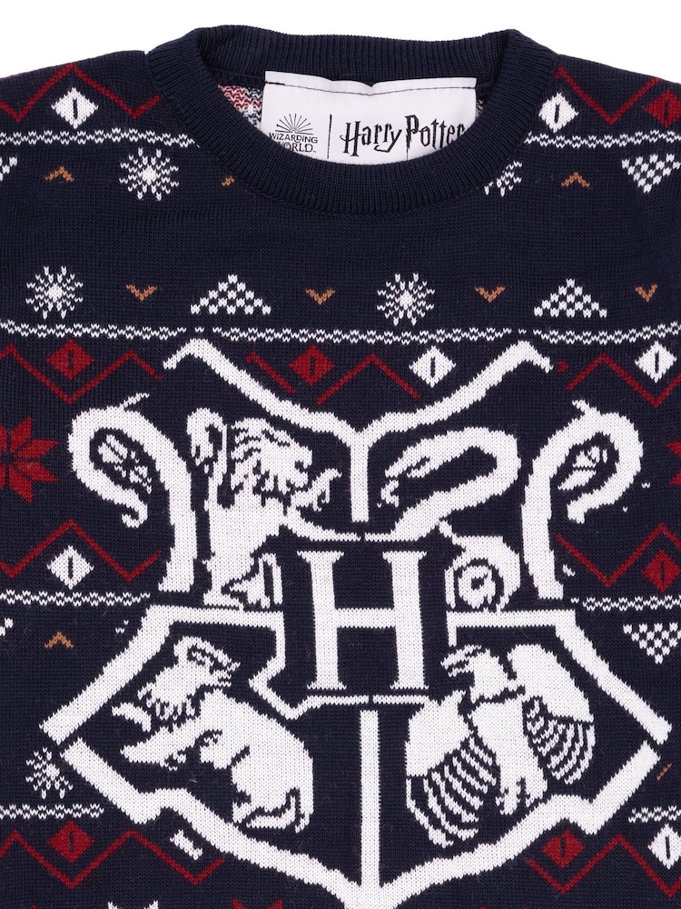 Vanilla Underground Blue Harry Potter Kids Christmas Jumper - Image 3 of 5