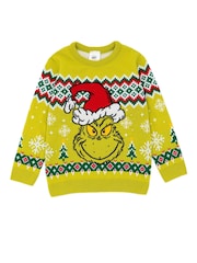 Vanilla Underground Green Grinch Kids Christmas Jumper - Image 1 of 4