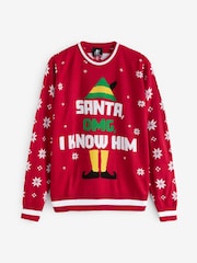 Vanilla Underground Red Buddy The Elf Mens Licensed Adult Knitted Christmas Jumper - Image 1 of 6