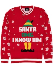 Vanilla Underground Red Buddy The Elf Mens Licensed Adult Knitted Christmas Jumper - Image 2 of 6