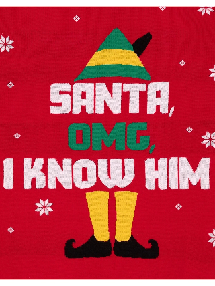 Vanilla Underground Red Buddy The Elf Mens Licensed Adult Knitted Christmas Jumper - Image 6 of 6