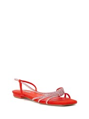 Dune London Orange Nyas Crystal Knot Flats Sandals - Image 2 of 4