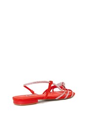 Dune London Orange Nyas Crystal Knot Flats Sandals - Image 3 of 4
