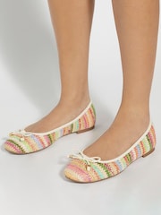 Crema/rosa - Dune London Hallo Charm Trim Leather Ballet Shoes - Imagen 1 de 6