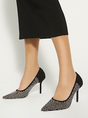Dune London Black Affect Mesh Diamanté Courts - Image 3 of 7