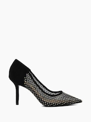 Dune London Black Affect Mesh Diamanté Courts - Image 6 of 7