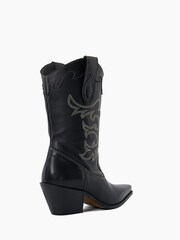 Dune London Black Prickly Stitch Detail Western Boots - Image 5 of 6