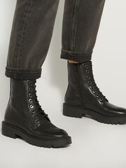 Dune London Black Chrome Press Cleated Hiker Boots - Image 1 of 6