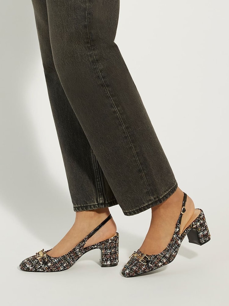 Dune London Black Choices Bouclé Slingback Shoes - Image 1 of 6