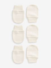 Cream 100% Cotton Baby Scratch Mitts 3 Pack - Image 1 of 4