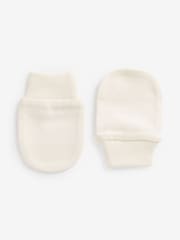 Cream 100% Cotton Baby Scratch Mitts 3 Pack - Image 3 of 4