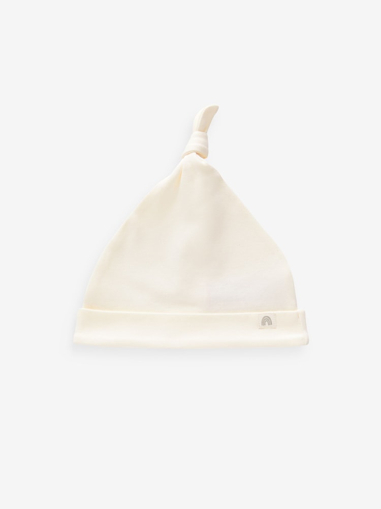Crème - 100% Coton Cravate Top Bébé Chapeaux 3 Pack (0-12mths) - Image 2 de 3