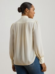 Lauren Ralph Lauren Cream Klaryce Georgette Pussy Bow Blouse - Image 2 of 8