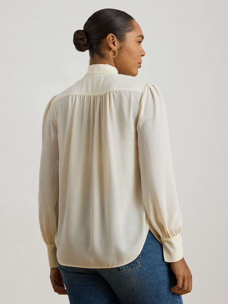 Lauren Ralph Lauren Cream Klaryce Georgette Pussy Bow Blouse - Image 2 of 8 Lauren Ralph Lauren Cream Klaryce Georgette Pussy Bow Blouse - Image 2 of 8