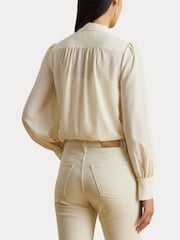 Lauren Ralph Lauren Cream Klaryce Georgette Pussy Bow Blouse - Image 5 of 8