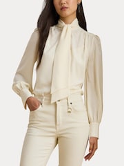 Lauren Ralph Lauren Cream Klaryce Georgette Pussy Bow Blouse - Image 6 of 8