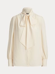 Lauren Ralph Lauren Cream Klaryce Georgette Pussy Bow Blouse - Image 8 of 8