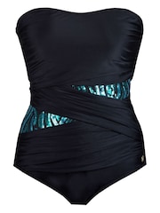 Negro/verde - Bañador drapeado con lentejuelas en azul Jade de Seaspray - Imagen 2 de 2