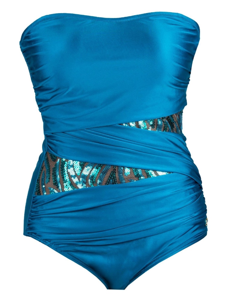 Seaspray Blue Jade Sequin Draped Swimsuit - Image 3 of 3