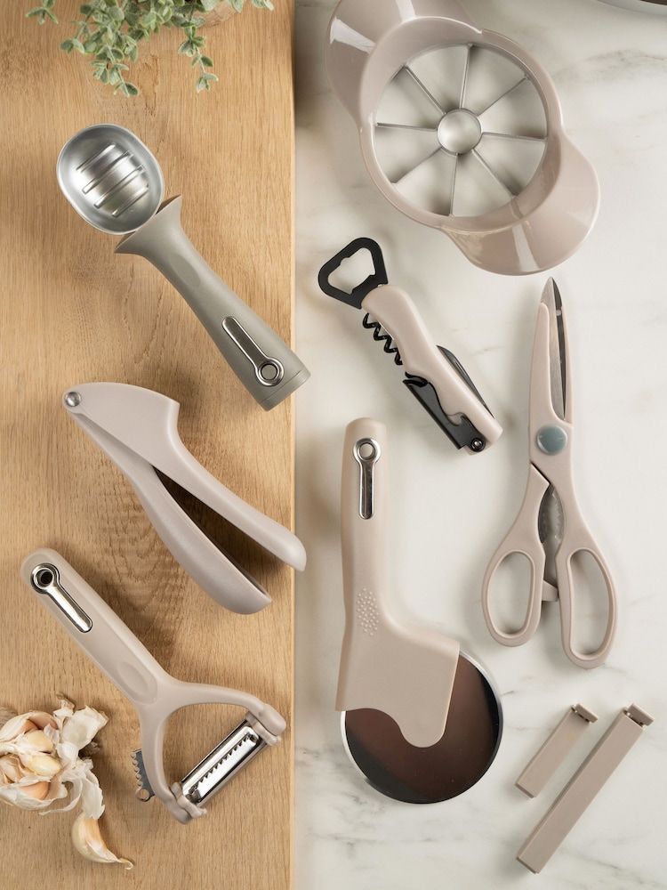 Fusion Grey Set of 4 Can Opener, Multi Peeler, Pizza Cutter and Garlic Press - Image 1 of 1