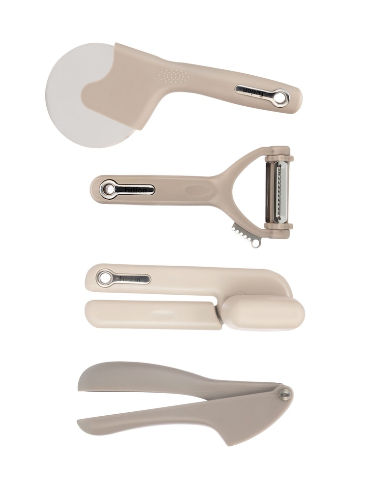 Fusion Grey Set of 4 Can Opener, Multi Peeler, Pizza Cutter and Garlic Press - Image 2 of 4