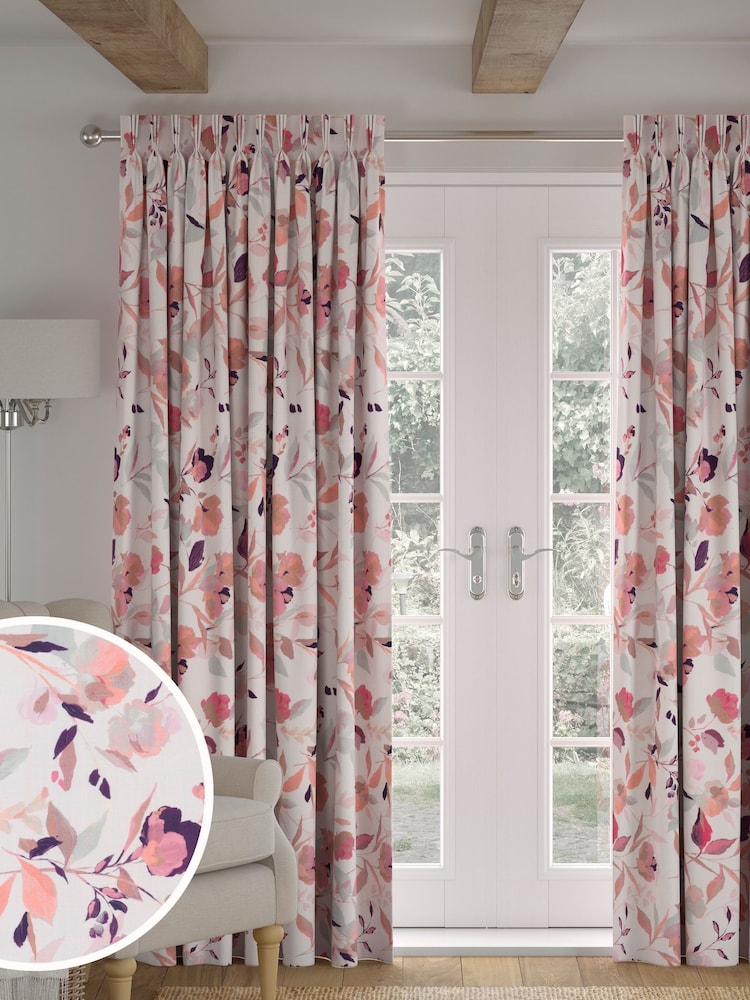 Natural Restore Floral Made to Measure 100% Cotton Curtains - Image 1 of 9