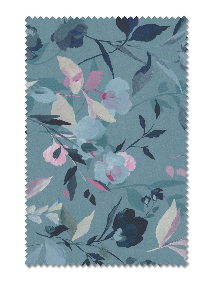 Blue Restore Floral Made to Measure Curtains - Image 9 of 9