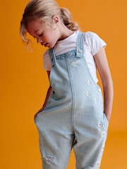 Light modra Denim - Daisy Vezene hlače z naprsnikom in naramnicami (3-16yrs) - Slika 4 iz 8