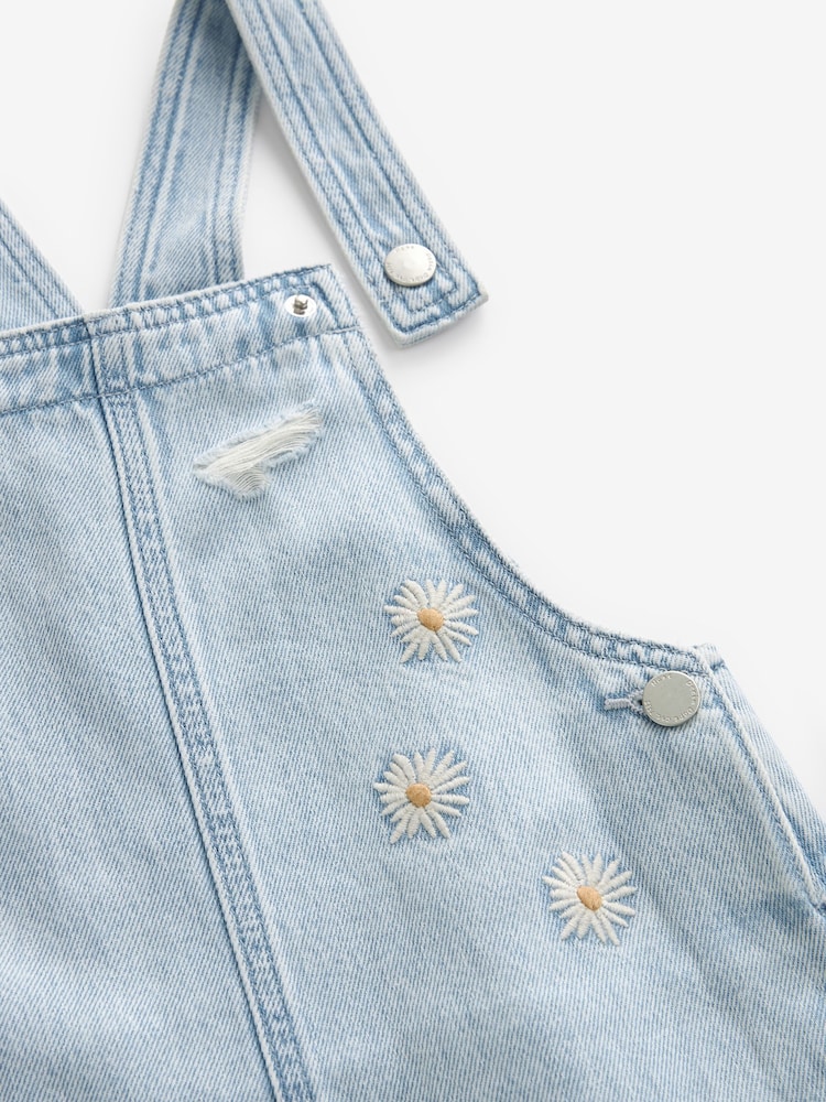 Light Blue Denim Daisy Embroidered Dungarees (3-16yrs) - Image 8 of 8 Light Blue Denim Daisy Embroidered Dungarees (3-16yrs) - Image 8 of 8
