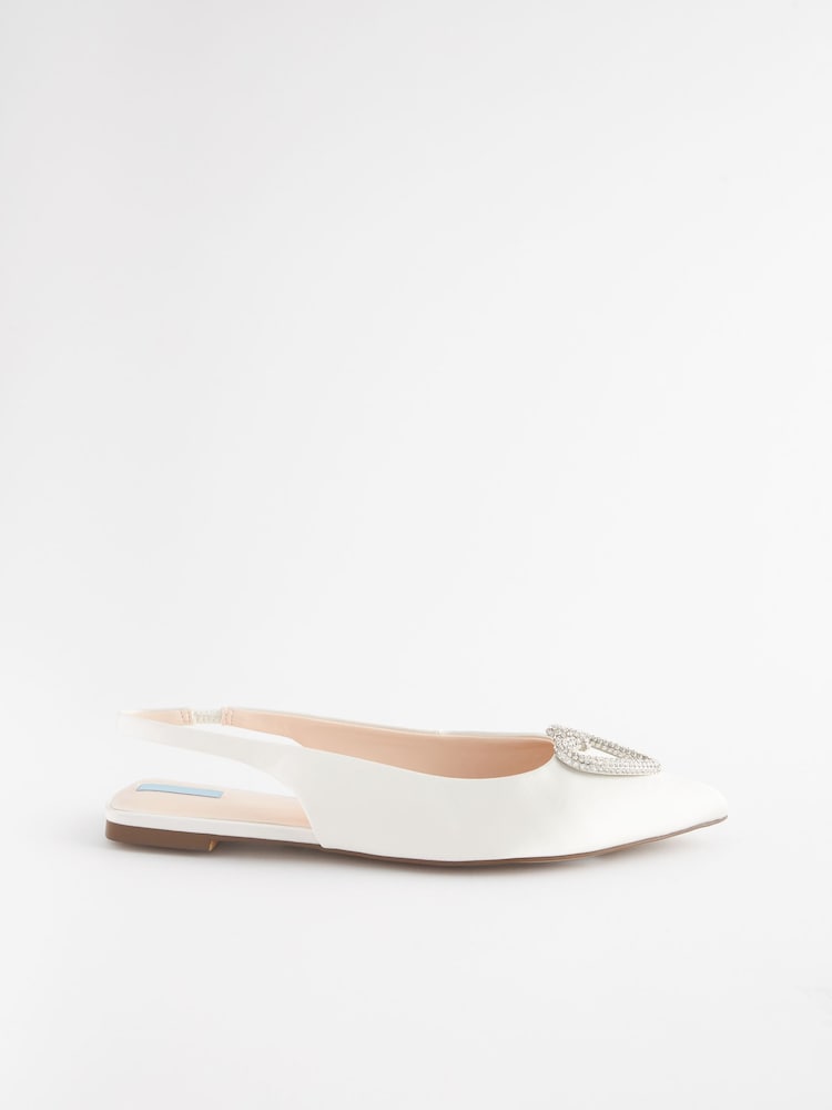 Ivory Forever Comfort Wedding Satin Heart Trim Bridal Shoes - Image 2 of 5