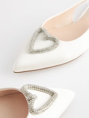 Ivory Forever Comfort Wedding Satin Heart Trim Bridal Shoes - Image 3 of 5