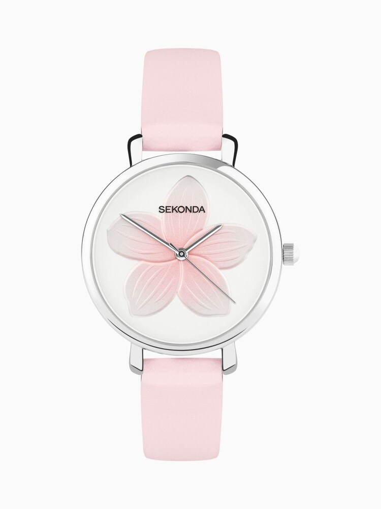 Sekonda Pink Frangipani PU Strap Watch - Image 1 of 6
