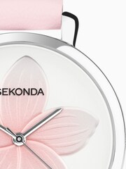 Sekonda Pink Frangipani PU Strap Watch - Image 5 of 6