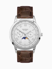 Sekonda Mens Armstrong Brown Leather Strap Moon Phase Watch - Image 2 of 6