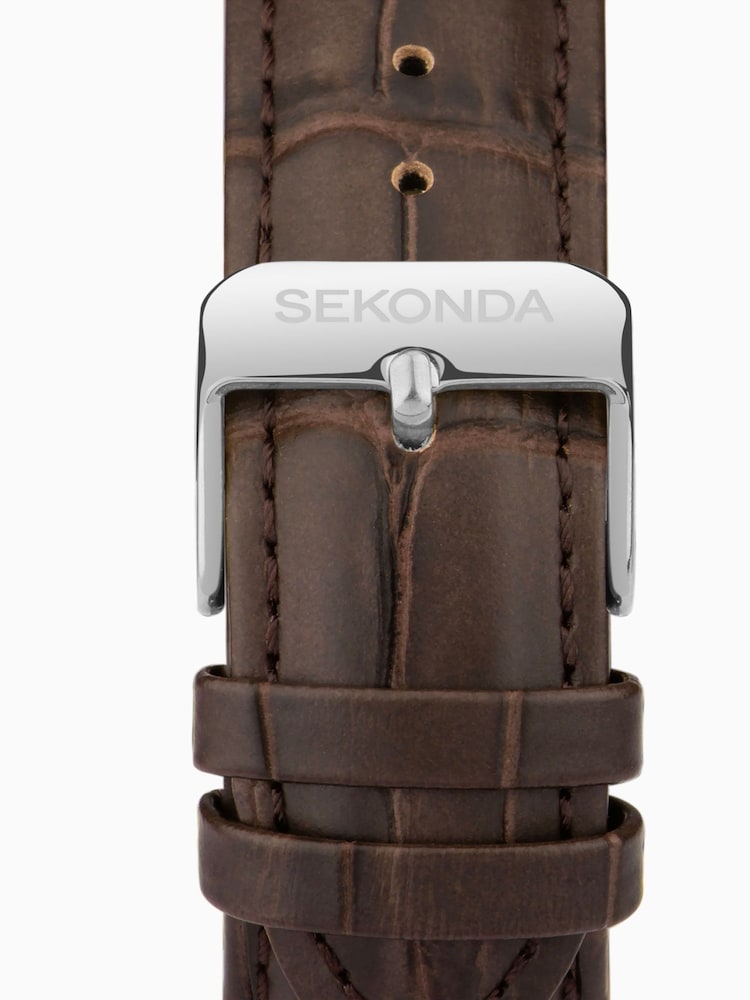 Sekonda Mens Armstrong Brown Leather Strap Moon Phase Watch - Image 6 of 6
