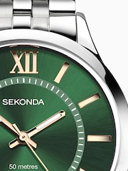 Sekonda Mens Green Classic Silver Stainless Steel Bracelet Watch - Image 4 of 6