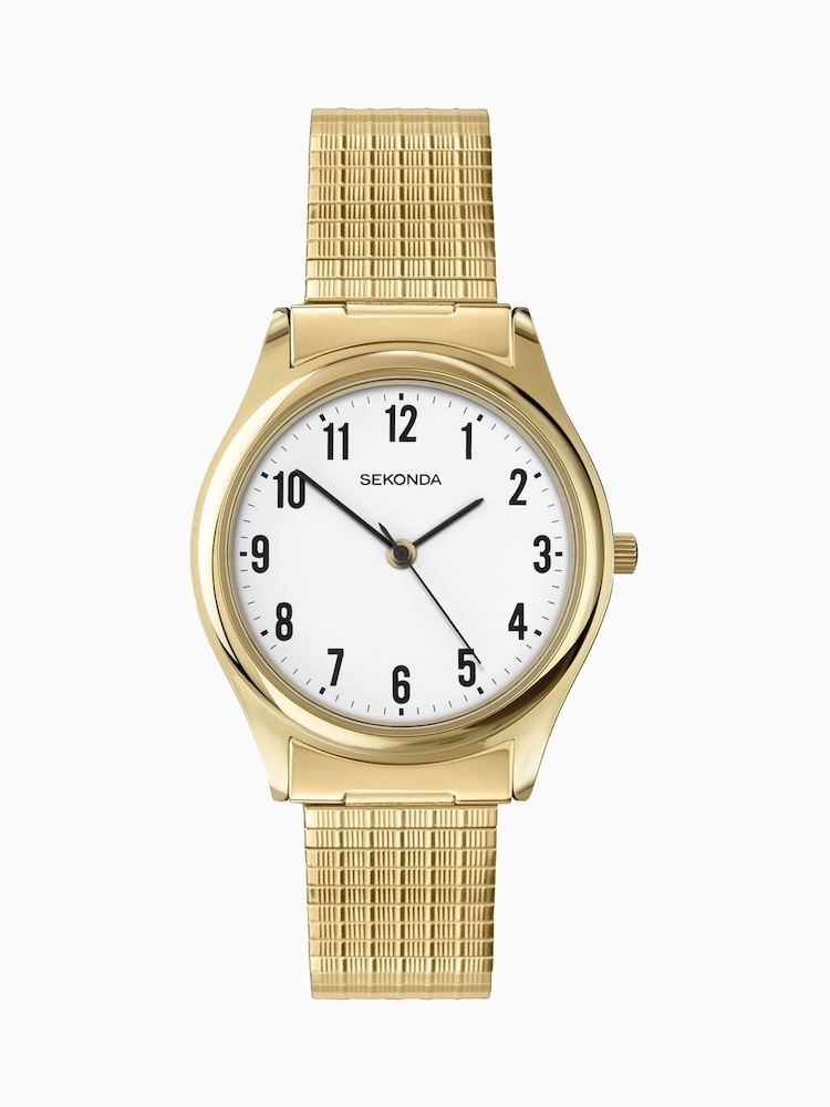 Sekonda Mens Evans Gold Expander Bracelet with White Dial Watch - Image 1 of 5