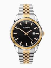 Sekonda Mens Two Tone Stainless Steel Bracelet Black Watch - Image 2 of 6
