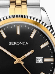 Sekonda Mens Two Tone Stainless Steel Bracelet Black Watch - Image 5 of 6