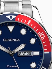 Sekonda Mens Tidal Silver Stainless Steel Bracelet with Blue Dial Watch - Image 5 of 6