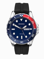 Sekonda Mens Tidal Black Rubber Strap with Blue Dial Watch - Image 2 of 6