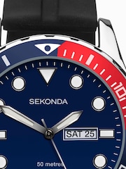 Sekonda Mens Tidal Black Rubber Strap with Blue Dial Watch - Image 5 of 6