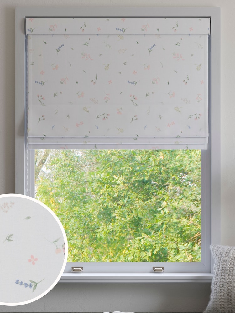 White Ditsy Floral Made to Measure Roman 100% Cotton Blind - Image 1 of 6