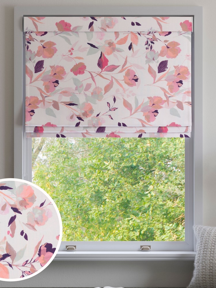 Natural Restore Floral Made to Measure Roman 100% Cotton Blind - Image 1 of 6