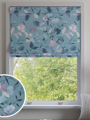 Blue Restore Floral Made to Measure Roman 100% Cotton Blind - Image 1 of 6