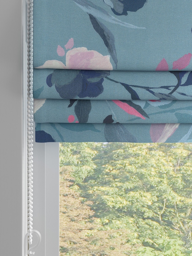 Blue Restore Floral Made to Measure Roman 100% Cotton Blind - Image 2 of 6
